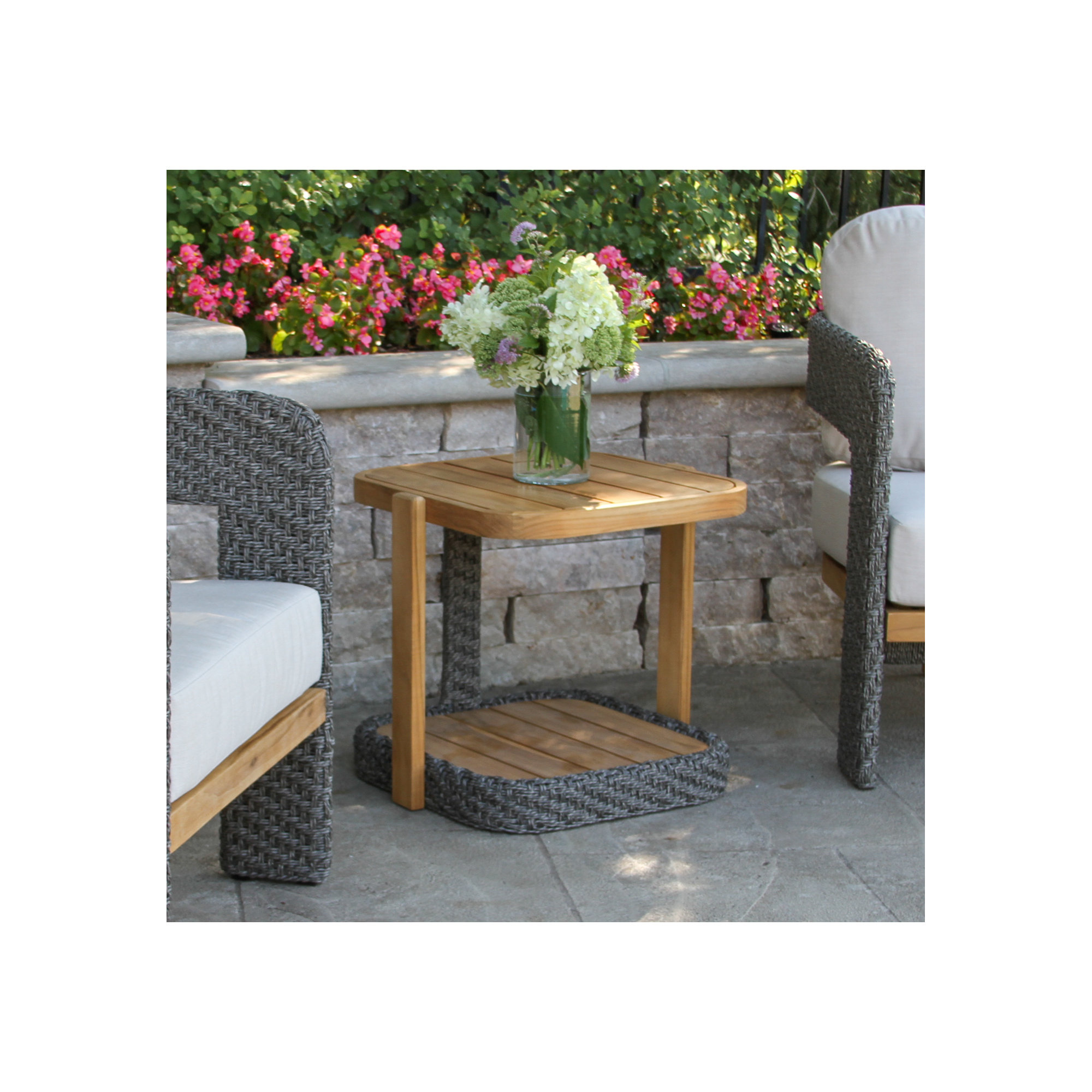 Estate Teak & Wicker Outdoor Accent Table