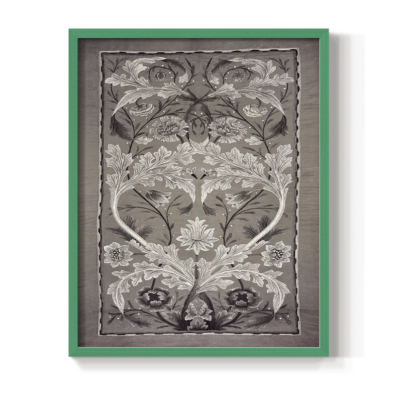 Vintage Abstract Print CLIV Framed Print - Solid Wood, 30" H x 24" W, Green