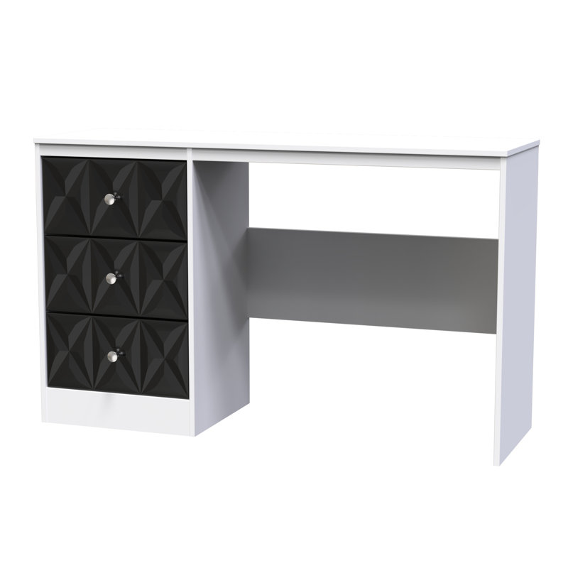 Ceinwen 3 Drawer Desk (Ready Assembled), Deep Black/White