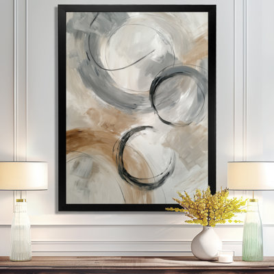 Grey Brown Balance Of Dark Force Harmony - Abstract Collages Wall Art, Grey Contemporary Canvas Print