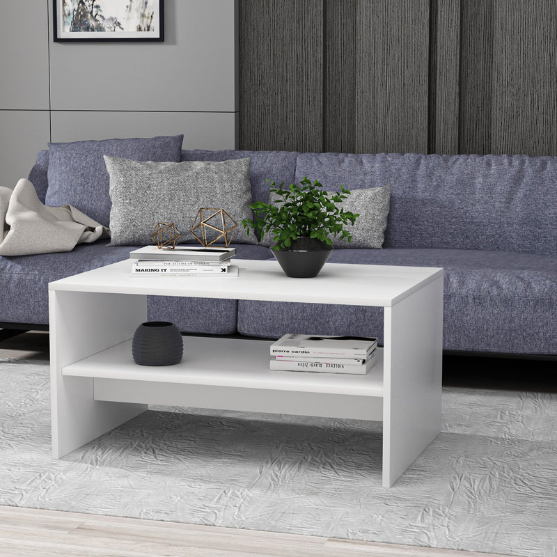 Table basse avec rangement Cozad, Blanc