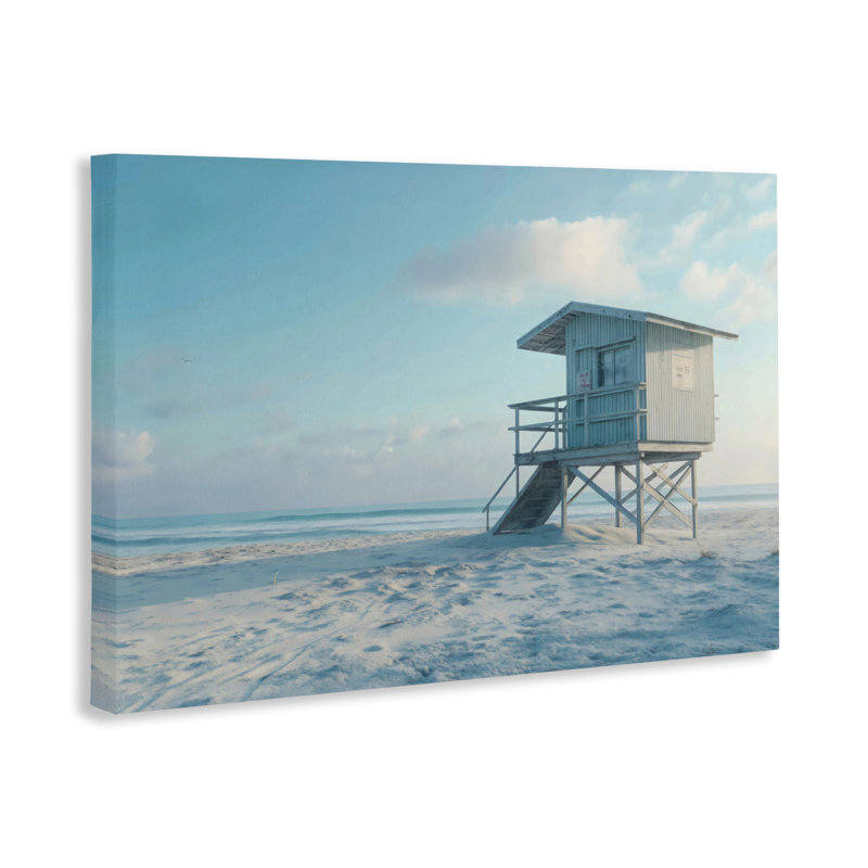 Toile de scène de plage bleue et blanche, design par LSR Design Studio, H 16 po x l 24 po
