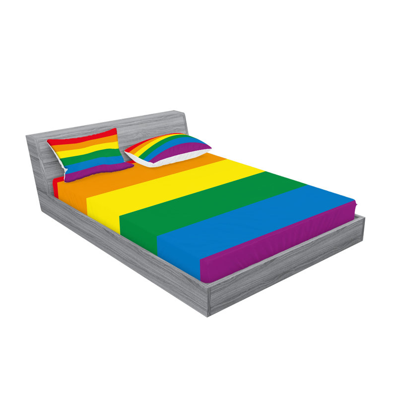 Multicolore ensemble de draps et taies décoratives Ambesonne Rainbow, Ensemble de draps pour très grand lit californien