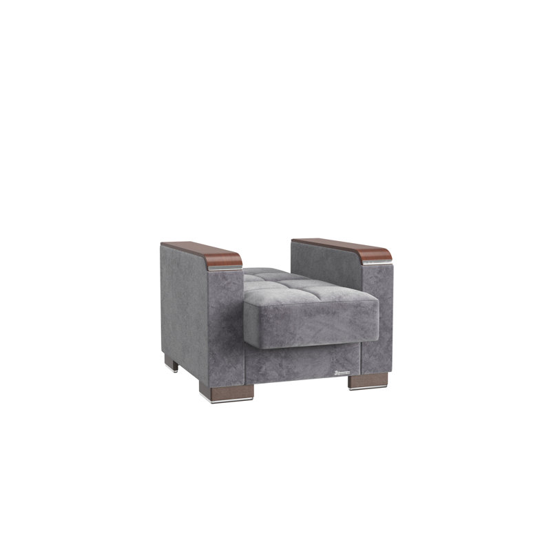 Fauteuil convertible avec rangement, microfibre grise, pratique pour les petits espaces de vie, conversion de canapé-lit, fauteuil rembourré en microfibre de qualité, fonction de rangement, matériaux hauts,