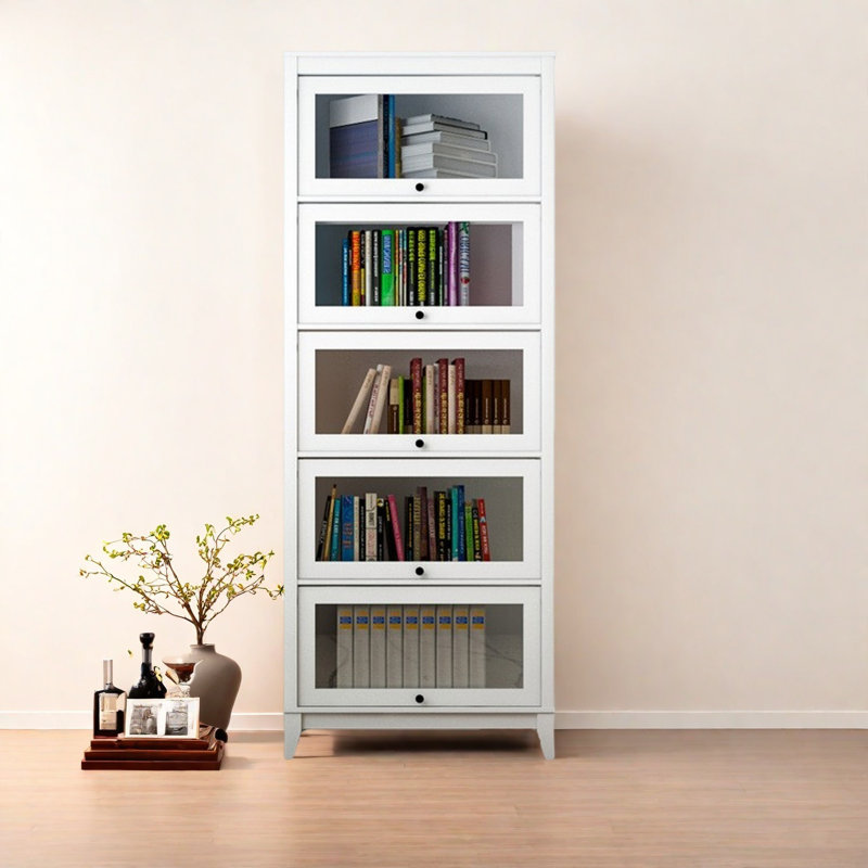 Étagère de rangement American Retro, (4 tablettes) H 81,4 po x l 23,6 po x P 13,8 po, Blanc