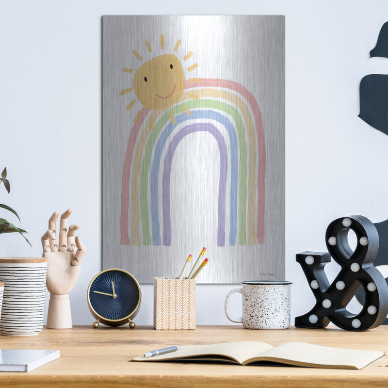 «Rainbow and Sun» par L. Larson, art mural en métal, 24 po x 36 po, H 16 po x l 12 po