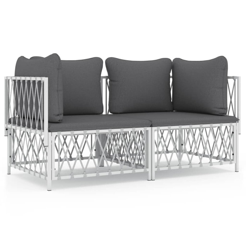 Ensemble de conversation pour 2 personnes avec coussins-2-N / A, Blanc