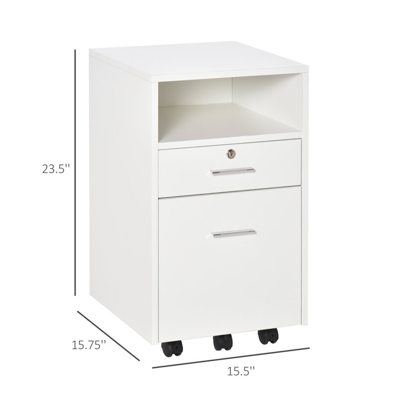 15.4'' Wide 2 -Drawer Mobile File Cabinet, White