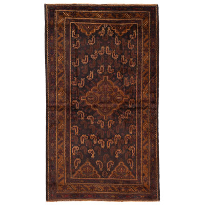Tapis noir et brun Teimani 4 pi 3 po x 7 pi 3 po