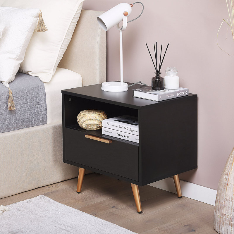 Campania 50cm W Manufactured Wood Bedside Table