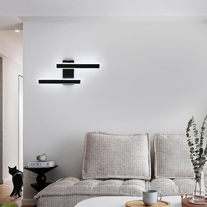 Breonda LED Flush Mounted Sconce, 6500K, Matte Black