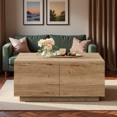 Table basse moderne carrée avec 4 tiroirs