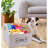 Dog Toys Storage Bins With Wooden Handle,Decorative Basket Rectangular Soft Felt Storage Bin Organizer Basket Pet Supplies Storage Basket/Bin-Beige-742379475