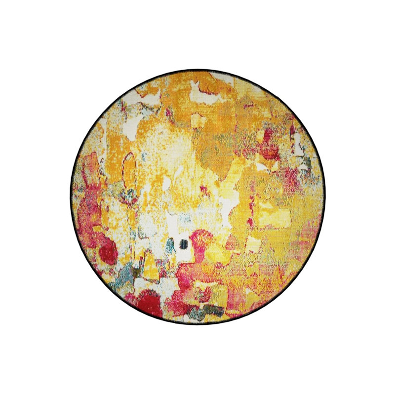 Multicolored Abstract Patterned Round Woven Base Modern Decorative Carpet, Round 2'8"
