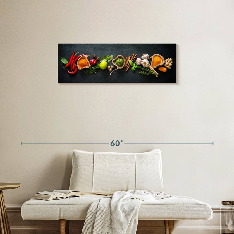 «Spices For Cooking», reproduction sur toile, H 12 po x l 36 po x P 1,25 po