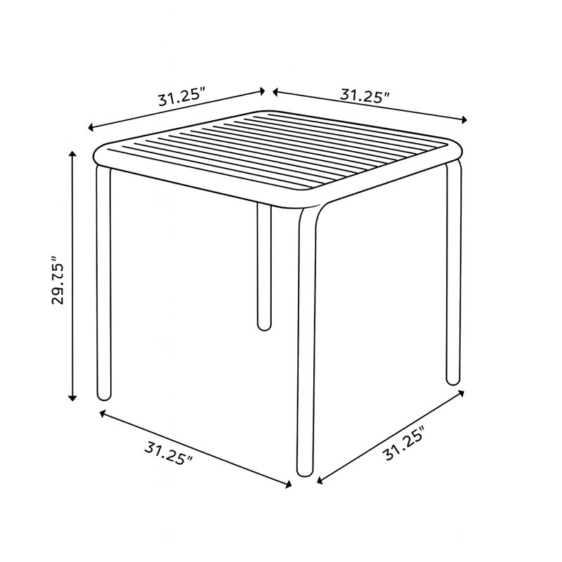 Ensemble de table de salle à manger d'extérieur 31 po Brene de qualité contractuelle avec 4 chaises Brene, Gris anthracite