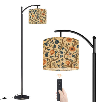 Lampe sur pied à arc avec abat-jour réglable fleur de grenadier tournesol botanique branches debout lampe sur pied 3 températures de couleur à intensité variable haute lampe sur pied avec interrupteur au pied pour la chambre à coucher