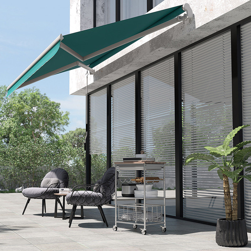 Auvent de terrasse à inclinaison manuelle, Vert, 156" x 96"