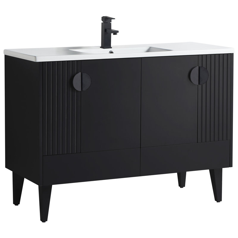 Ensemble de meuble-lavabo simple 48 po Saimah, Noir, Noir