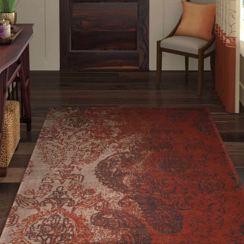 Tapis rouge / brun Khattabi, Rectangle 6 pi 7 po x 9 pi 2 po