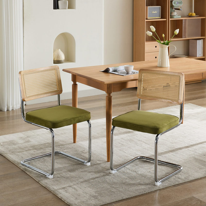 Chaises de salle à manger rembourrées Barnali, Vert olive