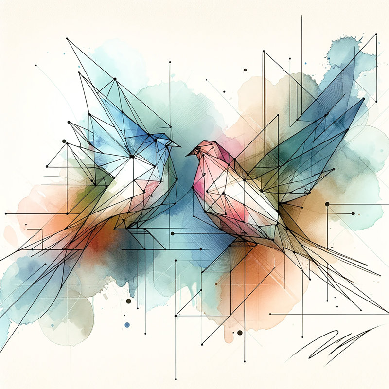 «Avian Polyphony» sur toile, H 12 po x l 12 po x P 1 po