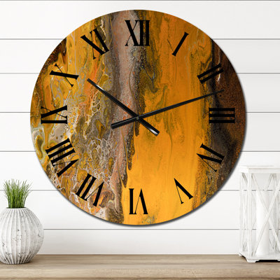 Horloge murale moderne orange, gris, noir et marbre II