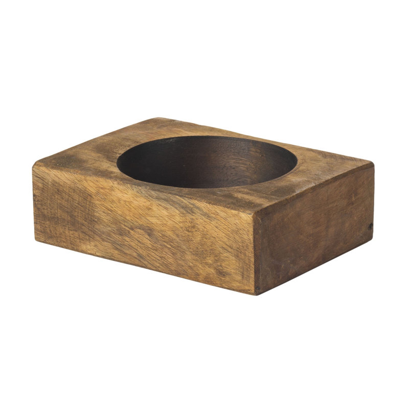 1 Hole Cheese Mold Candle Holder, Wooden Candle Holders for Table Centrepiece, Brown