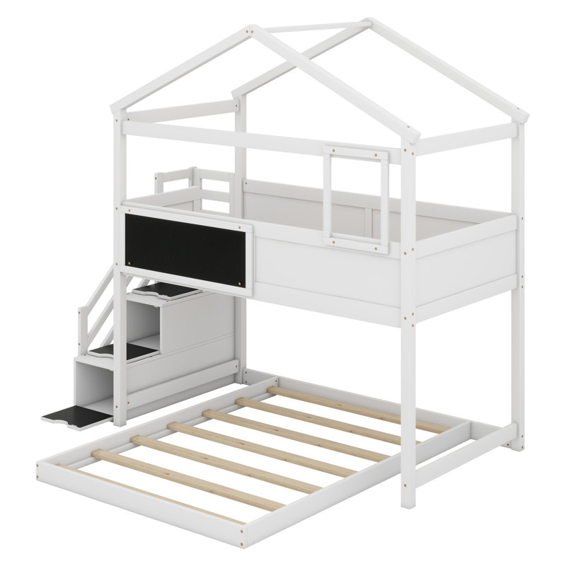 Lit superposé simple au dessus d'un lit double Alansen Kids, Blanc