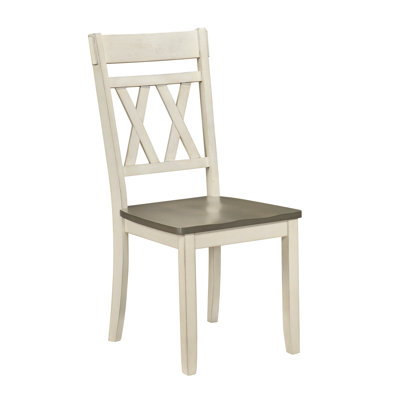 Ensemble de 2 chaises modernes au design moderne avec cadre en bois blanc antique
