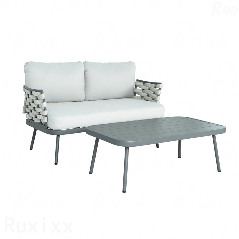 Ensemble de causeuse et de table Steel Mariano, Gris
