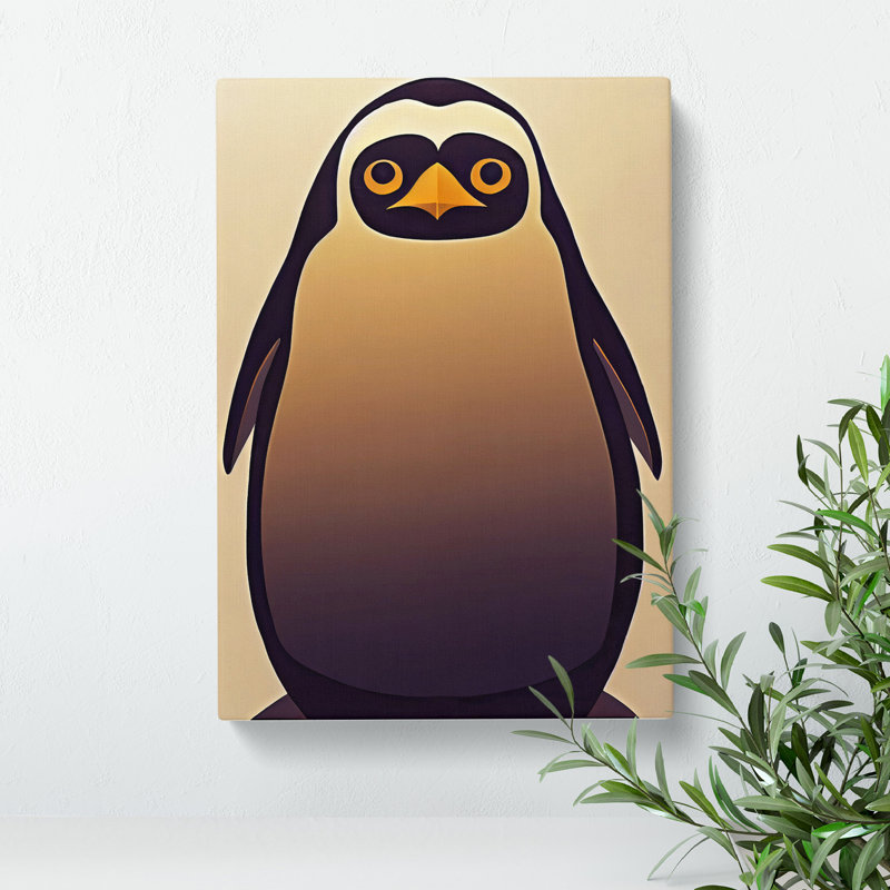 Retro Penguin Art No.2 - Wrapped Canvas Print, 76cm H x 50cm W x 3cm D