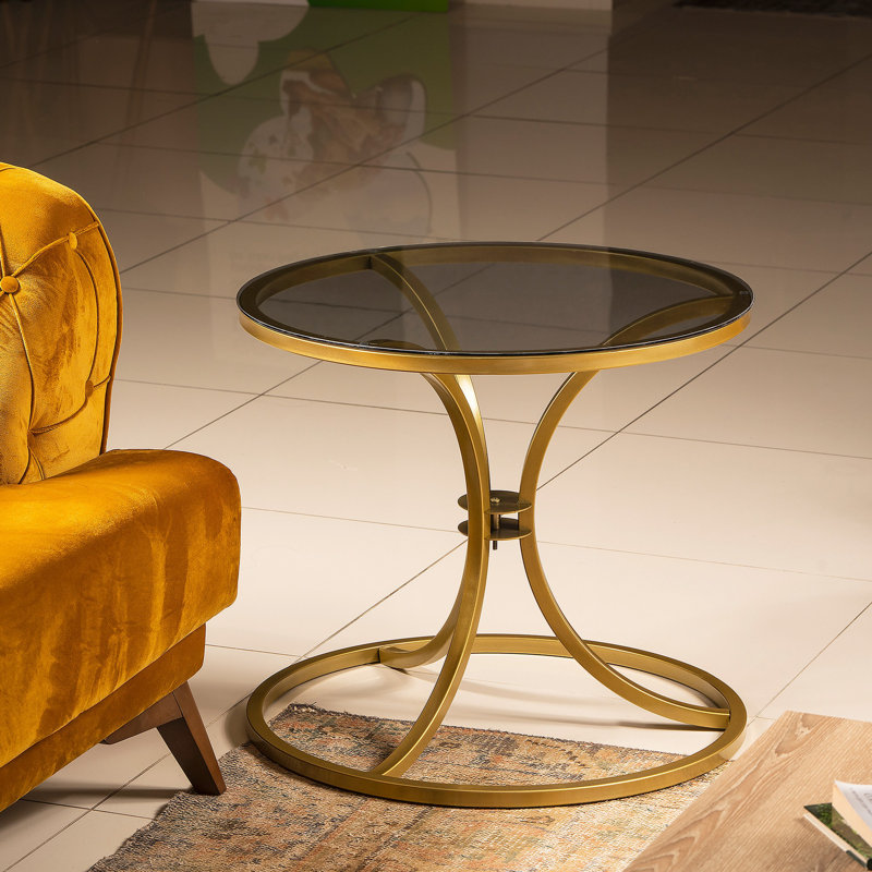 Seda Glass Top End Table, Gold