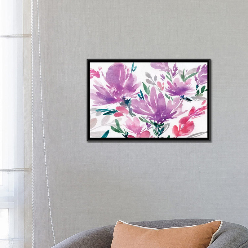 «Purplici» par Isabelle Z - impression sur toile tendue, H 32 po x l 48 po x P 1,5 po, Toile avec cadre noir