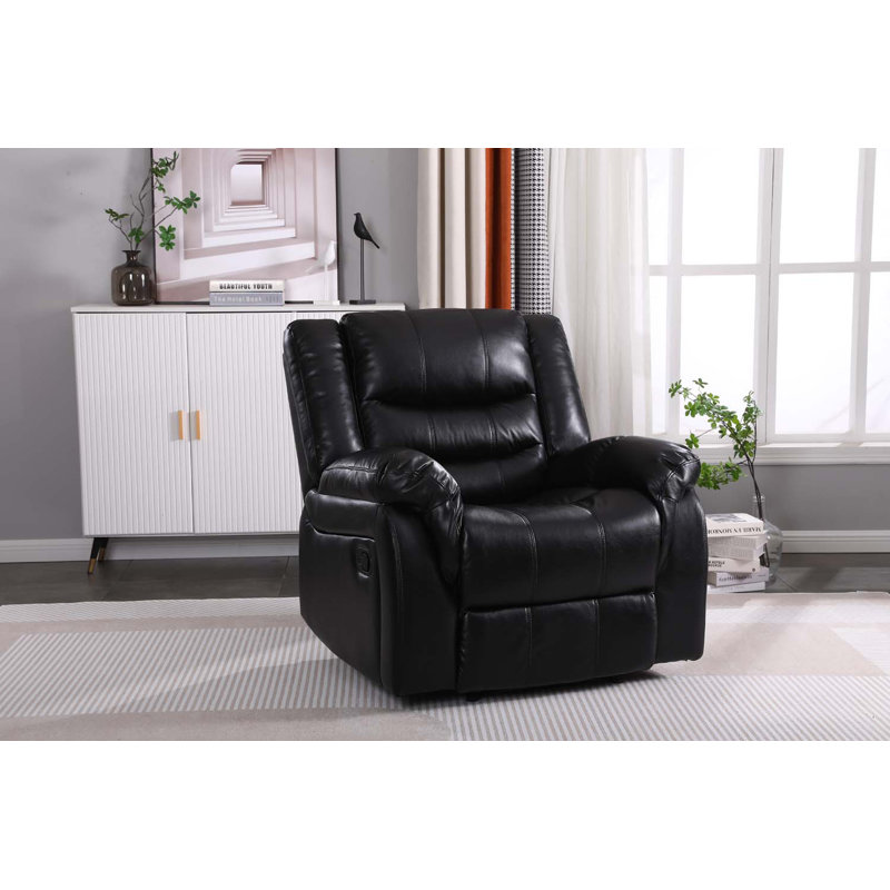 Rolnik 95cm Wide Standard Recliner, Black Leather Match