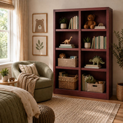 Backacre Double Wide Wood Bookcase,Bookshelf, Tall Storage and Display Bookshelf for Home Office and Living Room