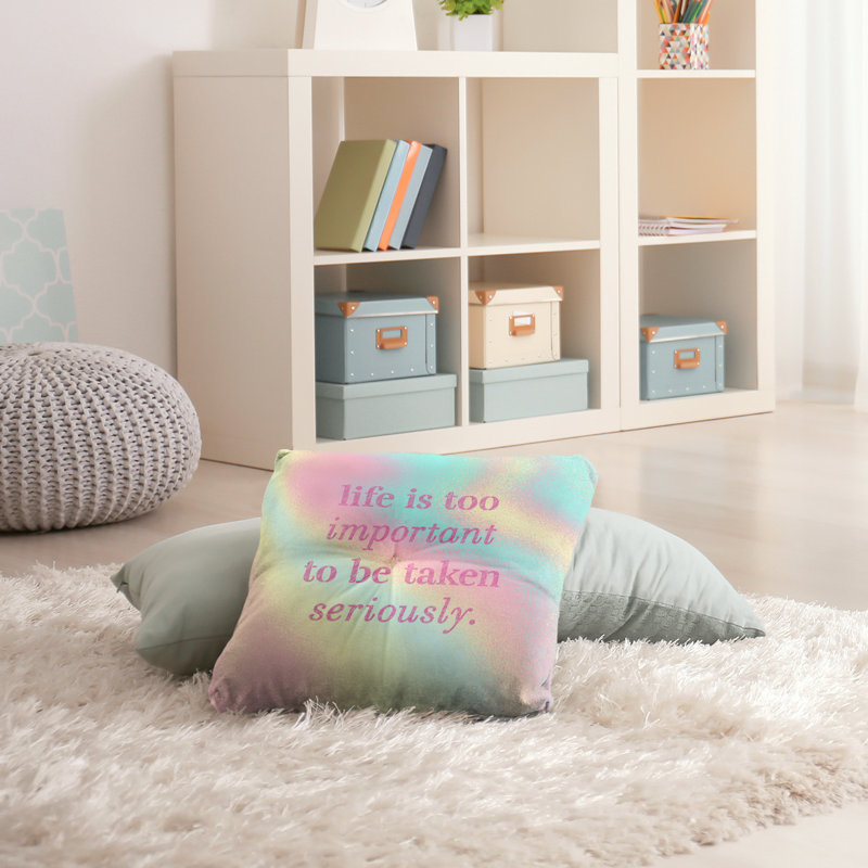 Reversible Throw Pillow, 30" H x 30" W, Pastel Rainbow