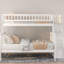 Lit superposé simple au-dessus d'un escalier double, construction en pin blanc et lit de rangement solide avec tablette, pour répondre aux besoins