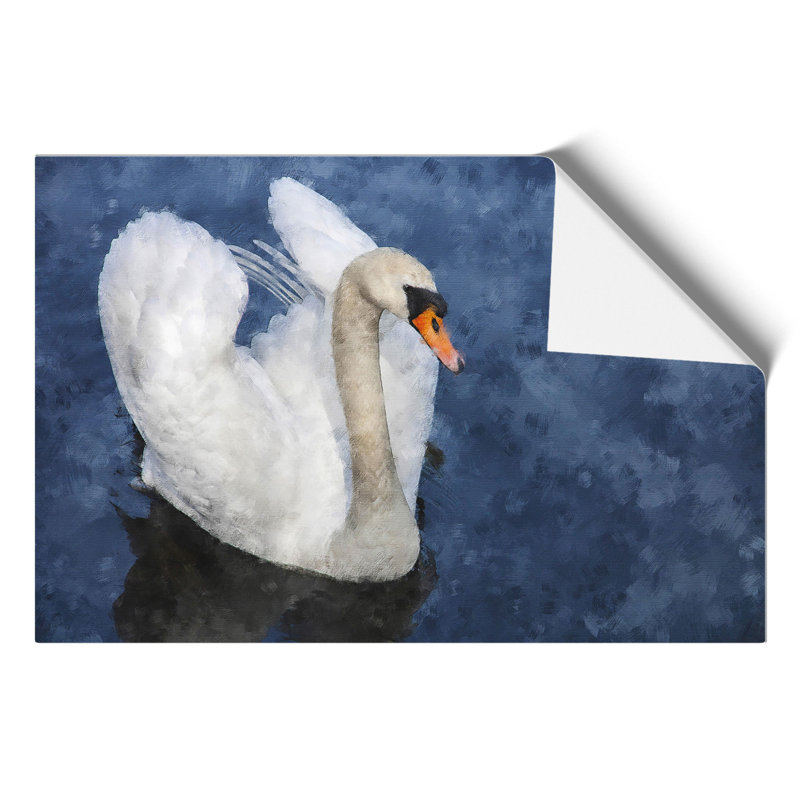 White Swan Painting - Frameless Print, 30cm H x 42cm W x 0.1cm D