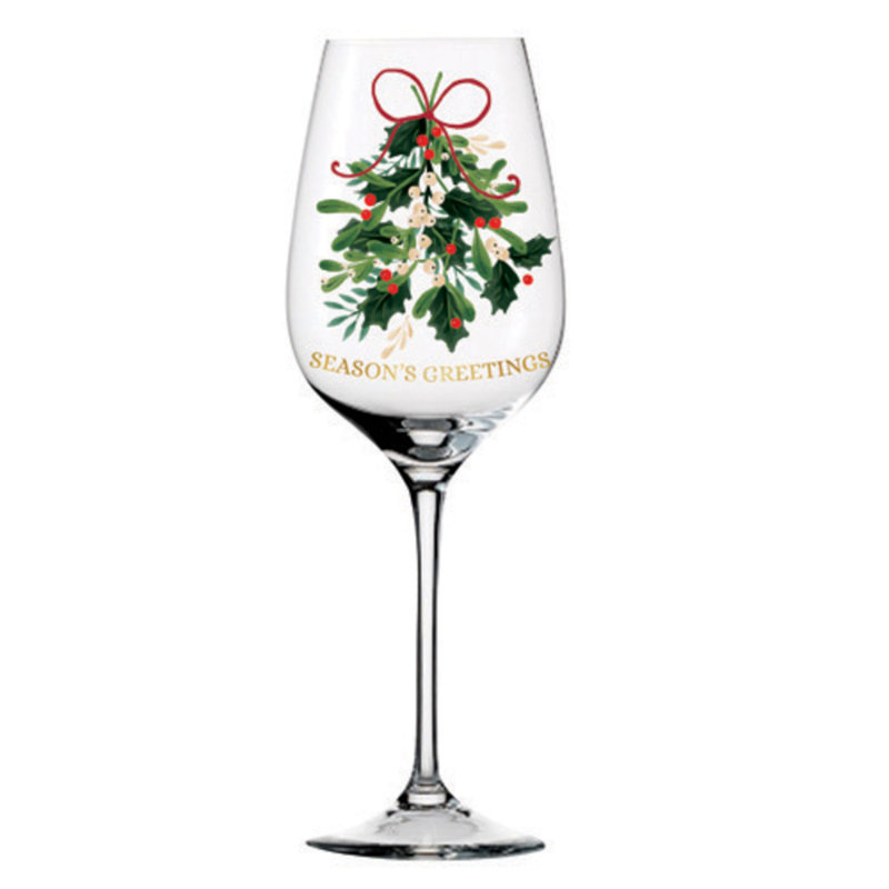 Stemmed Wine Glass, 17oz, Holiday Greenhouse