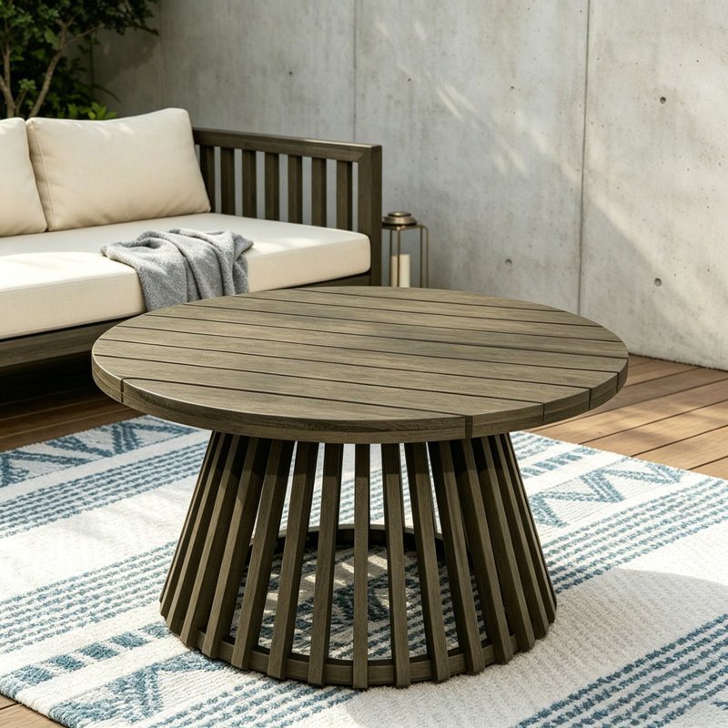Wood Patio Coffee Table, Grey