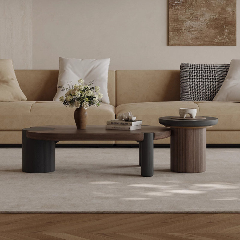 Modern minimalist oval coffee table set
