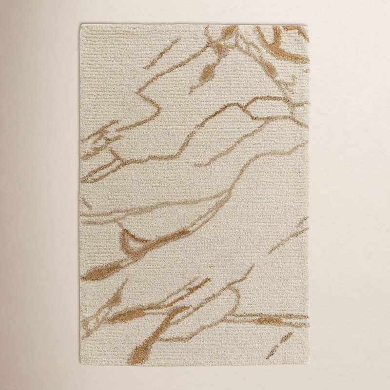 Dannie Ada Hand-Tufted Wool Abstract Area Rug, Rectangle 2' x 3', Ivory