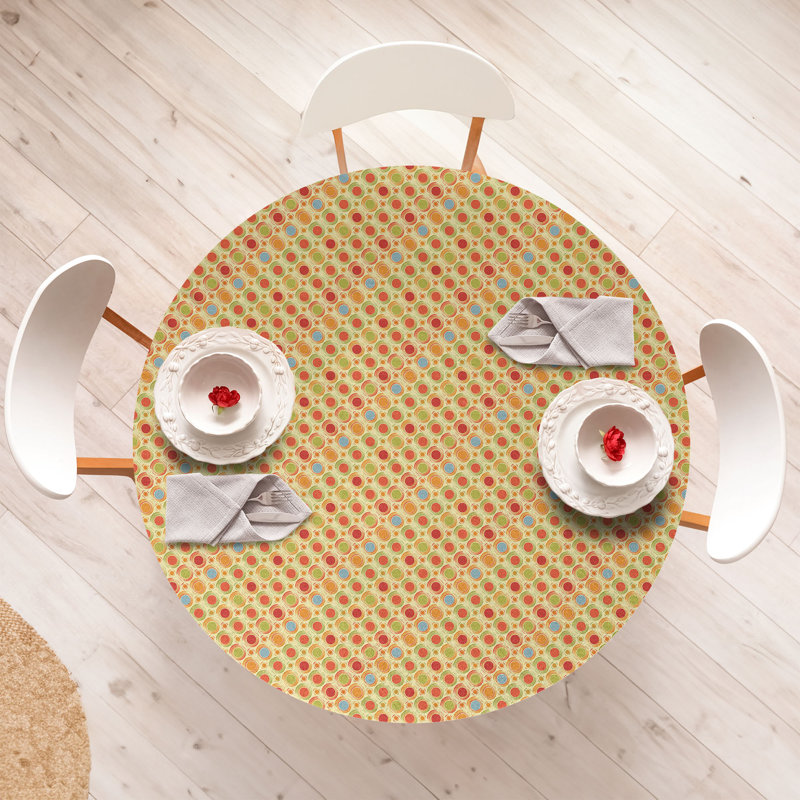 Bay Isle Home™ Abstract Fitted Round Tablecloth Multicolor