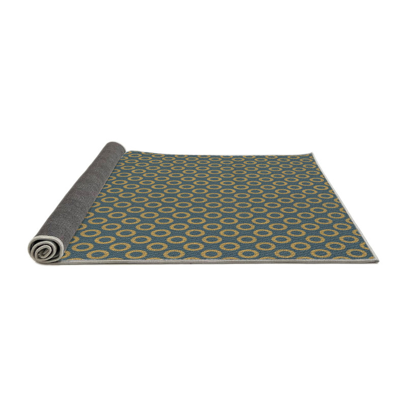 Tapis bleu marine/beige à motifs Holloman, Rond 6 pi