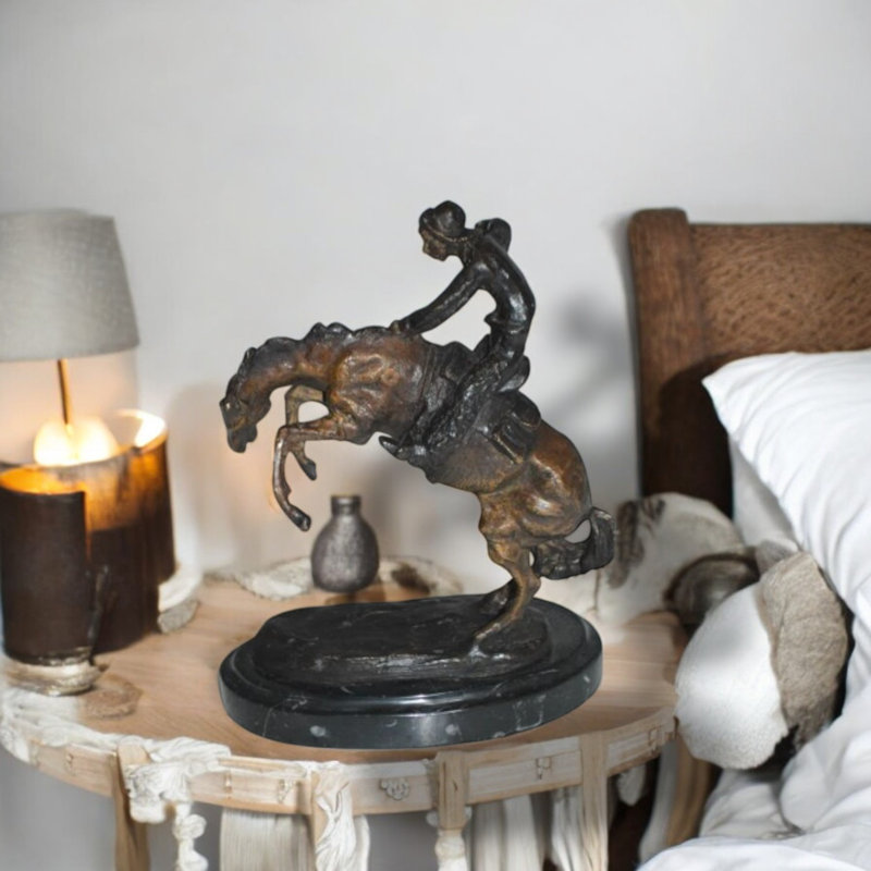 Statue Bronco Buster par Frederic Remington, sculpture 100% bronze iconique faite à la main 3 po x 7 po x H 10 po
