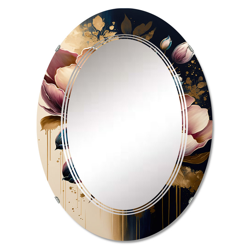 Oramae Pink And Dark Purple Tulips II - Floral Tulip Wall Mirror, 30" x 20"