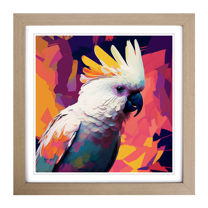 Cockatoo Fauvism - Framed Print, Oak