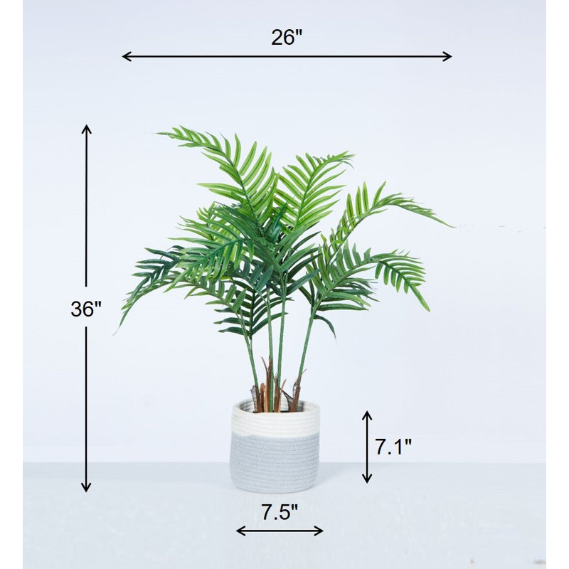 Cavazos 36'' Faux Palm Tree in Wicker/Rattan Planter