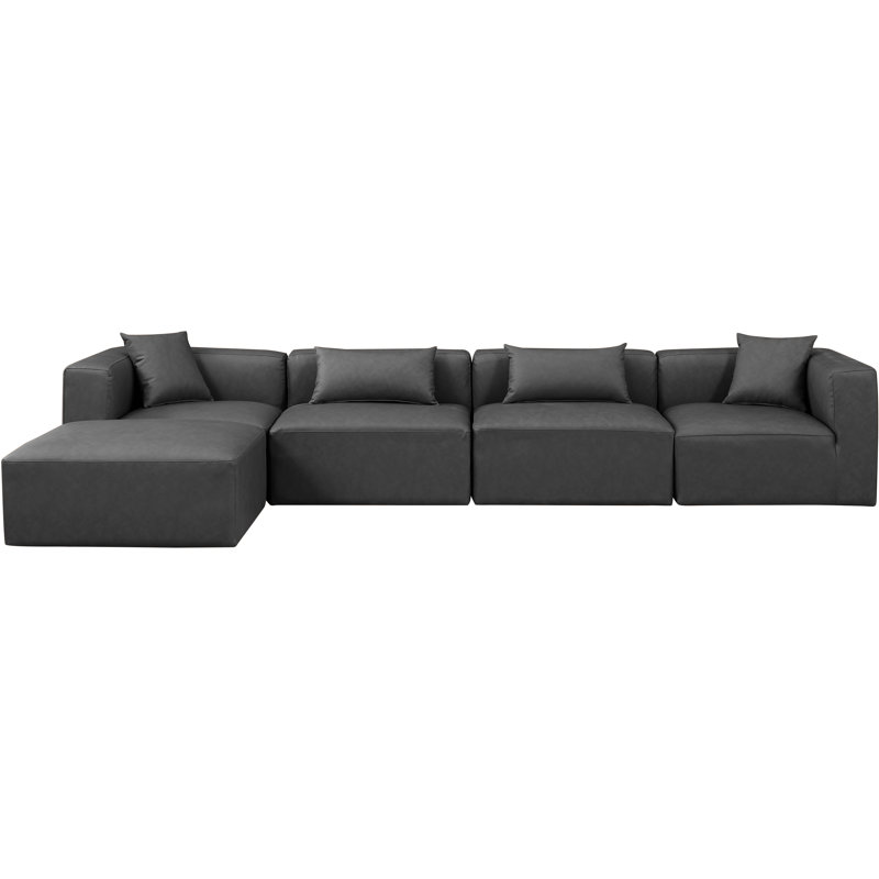 Canapé modulaire en similicuir 5 pièces, Gris anthracite en cuir végétalien